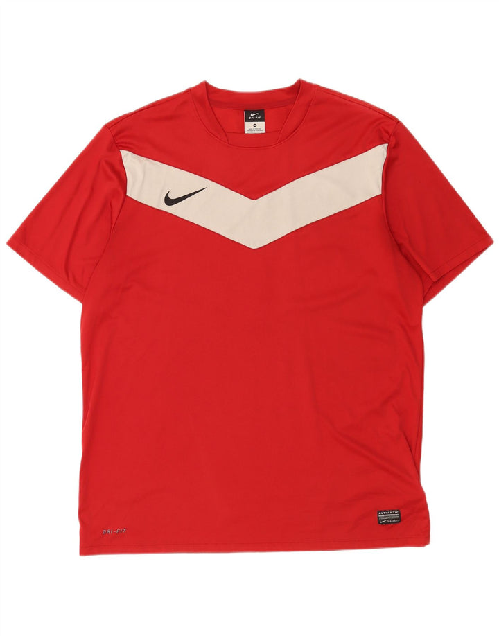 Nike Herren Dri Fit Grafik-T-Shirt-Oberteil XL, rotes Farbblock-Polyester