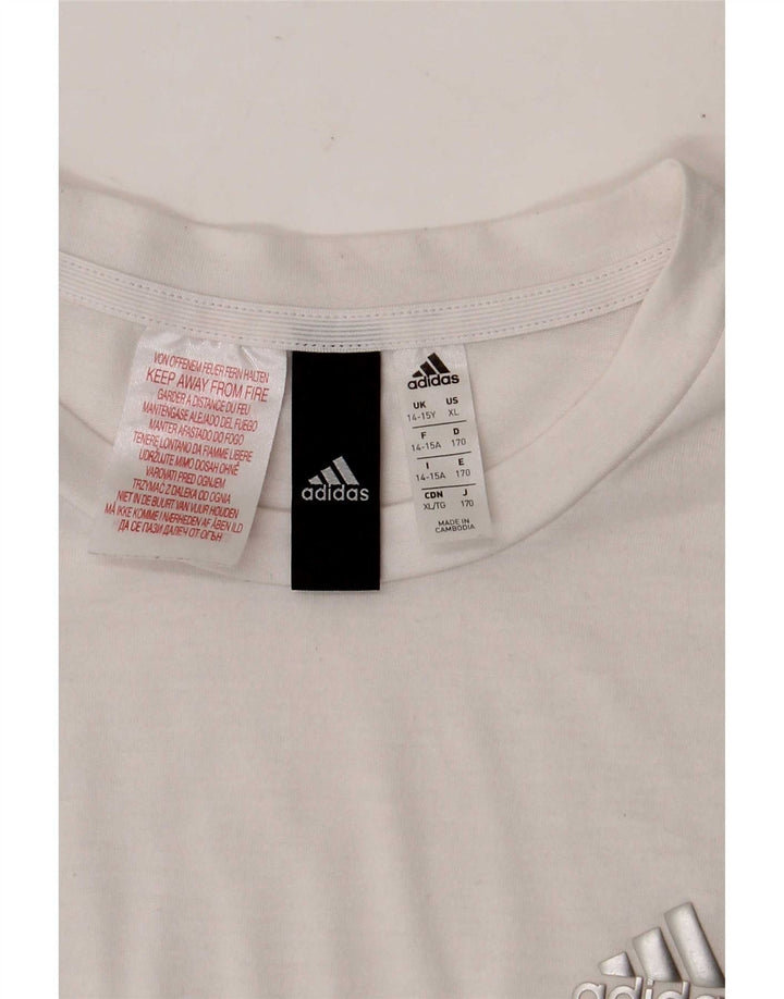 Adidas Mädchen T-Shirt Top 14-15 Jahre Weiß Polyester