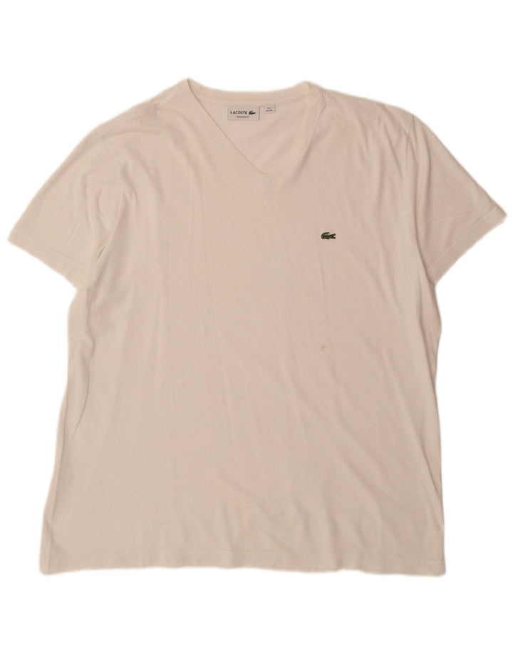 Lacoste Herren-T-Shirt mit normaler Passform, Größe 7 2XL, weiße Baumwolle