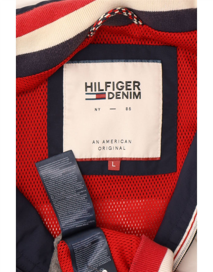 Tommy Hilfiger Herren Bomberjacke UK 40 Große Marineblaue Colourblock-Baumwolle