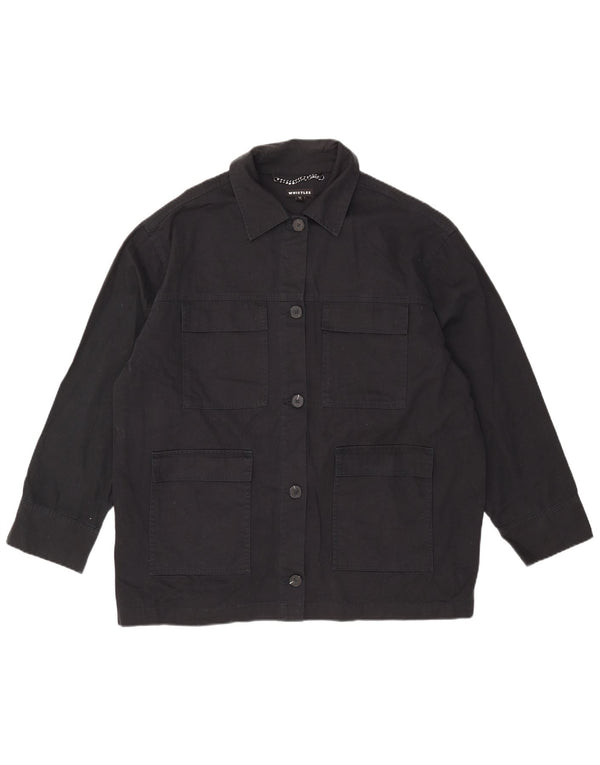 Whistle Damen Übergroße Utility-Jacke UK 16 Large Schwarze Baumwolle