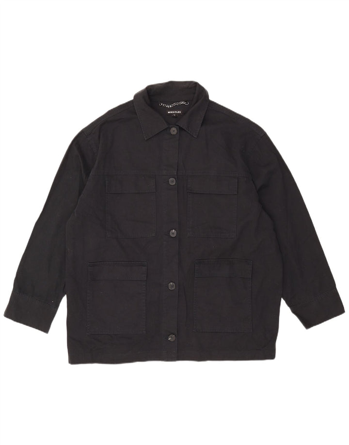 Whistle Damen Übergroße Utility-Jacke UK 16 Large Schwarze Baumwolle