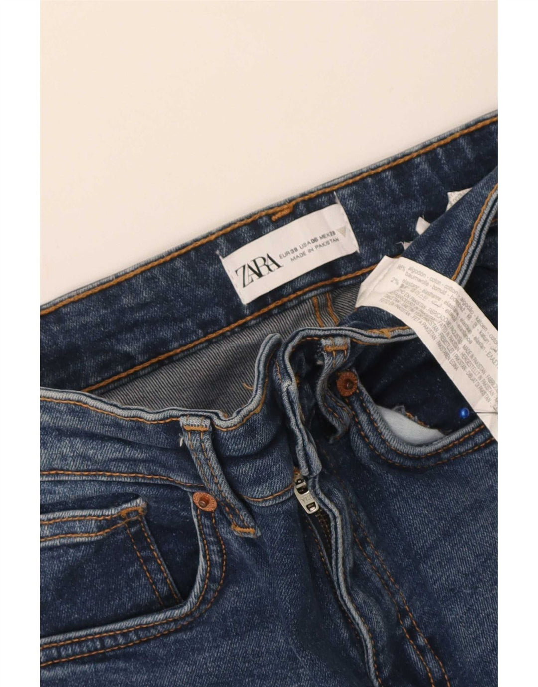 Zara Damen Crop Flared Jeans EU 38 Small W28 L24 Blaue Baumwolle