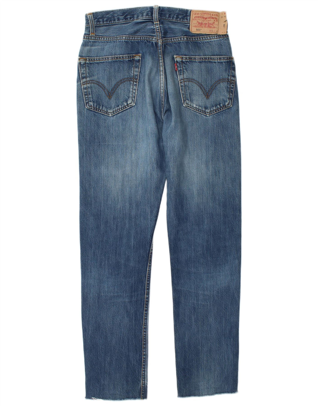 Levi's Damen 501 Distressed Straight Jeans W34 L30 Blau