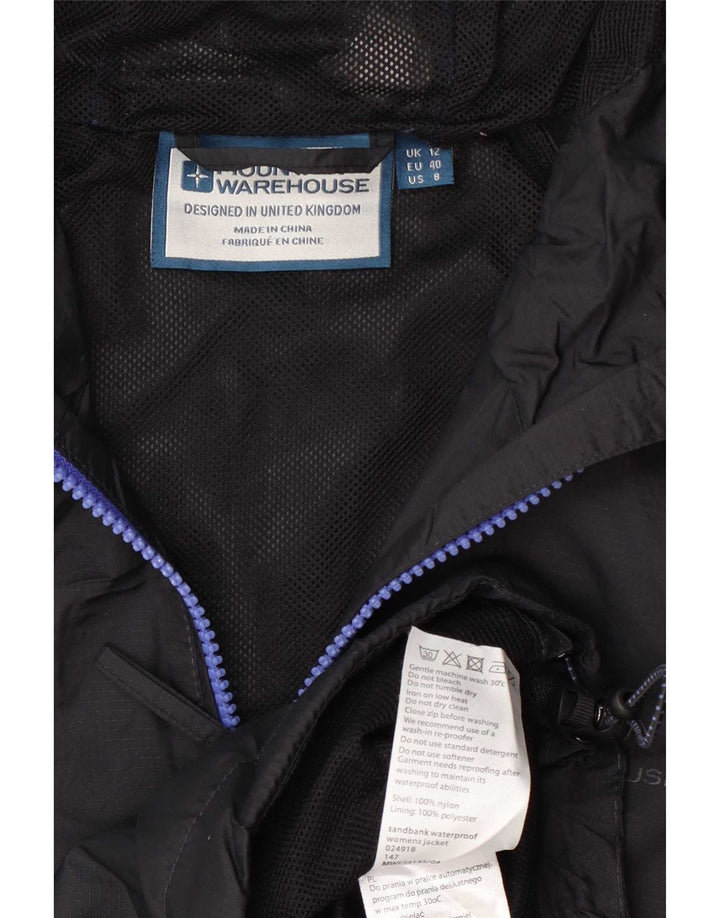 Mountain Warehouse Damen-Regenjacke mit Kapuze, UK 12, Mittelschwarzes Nylon