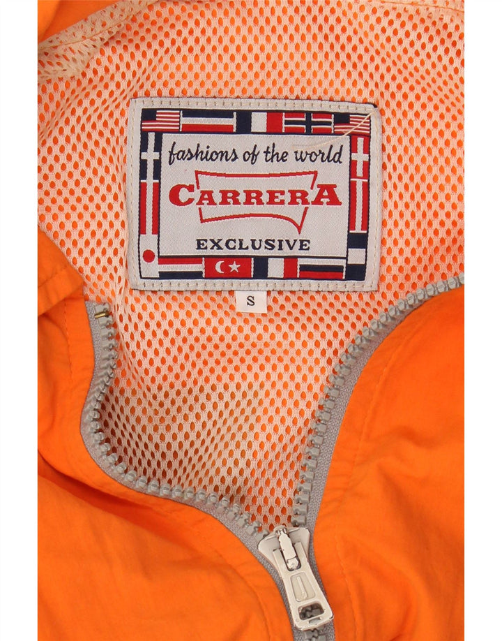 CARRERA Mens Graphic Hooded Bomber Jacket UK 36 Small Orange Cotton Vintage Carrera and Second-Hand Carrera from Messina Hembry 
