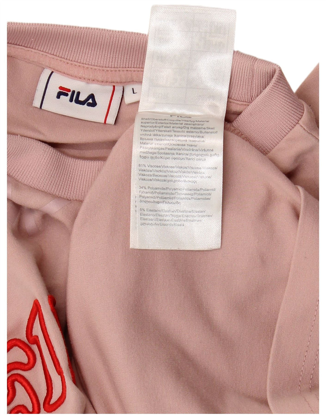 FILA Damen Übergroßes grafisches T-Shirt-Oberteil UK 16 Große rosa Viskose