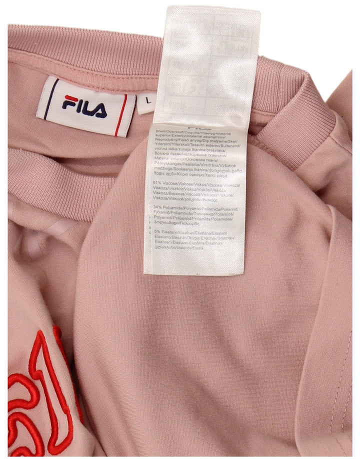 FILA Damen Übergroßes grafisches T-Shirt-Oberteil UK 16 Große rosa Viskose