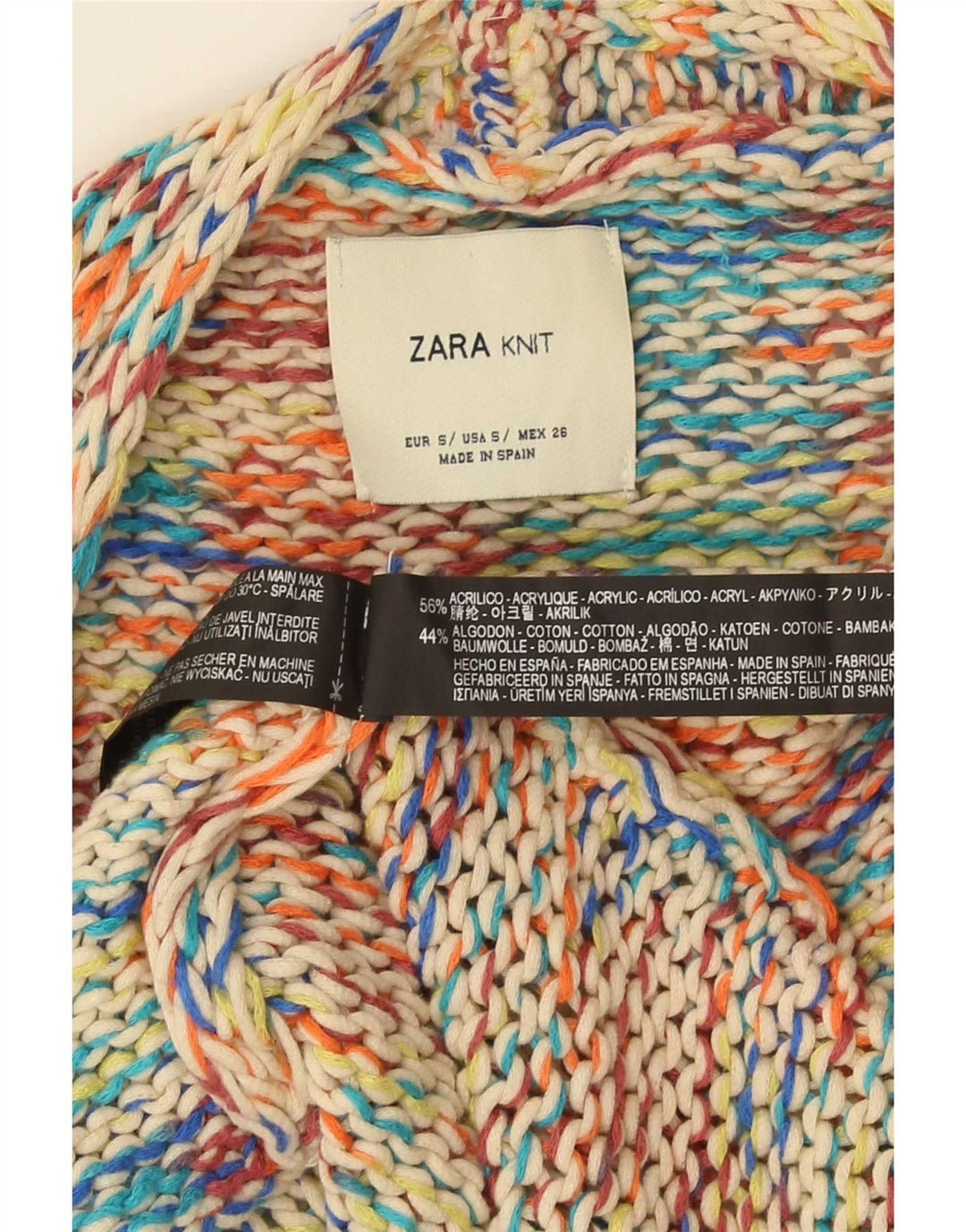 Zara Damen-Strickjacke in Übergröße mit 3/4-Ärmeln, Gr. 10, Größe S, Mehrfarbig