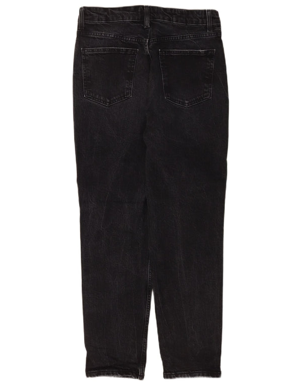Zara Damen High Waist Tapered Jeans EU 38 Small W28 L27 Schwarze Baumwolle