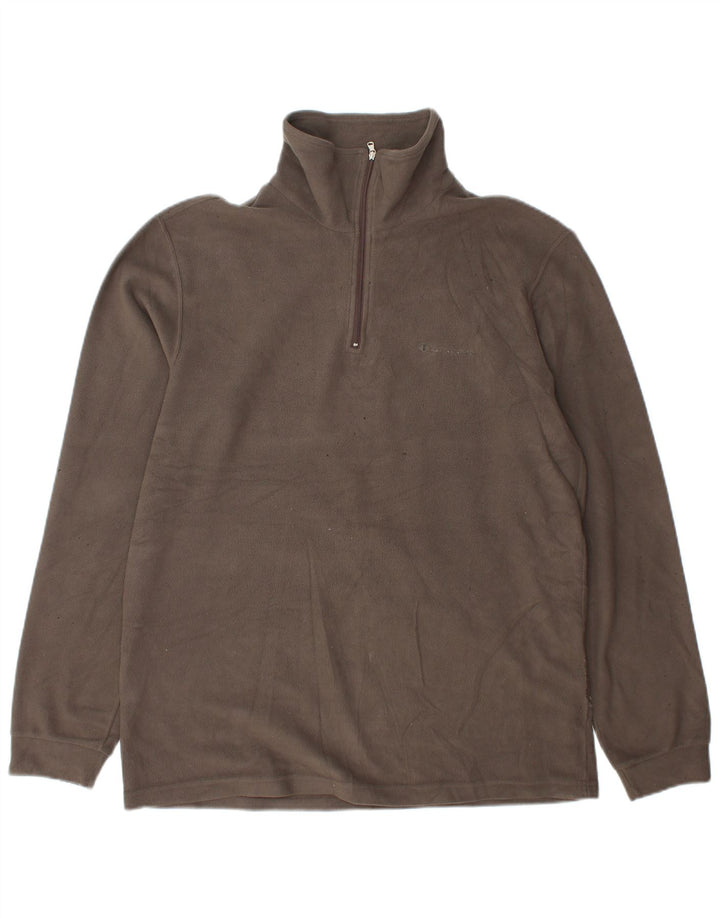 Champion Herren-Fleecepullover mit Reißverschluss am Hals, Größe L, Grau