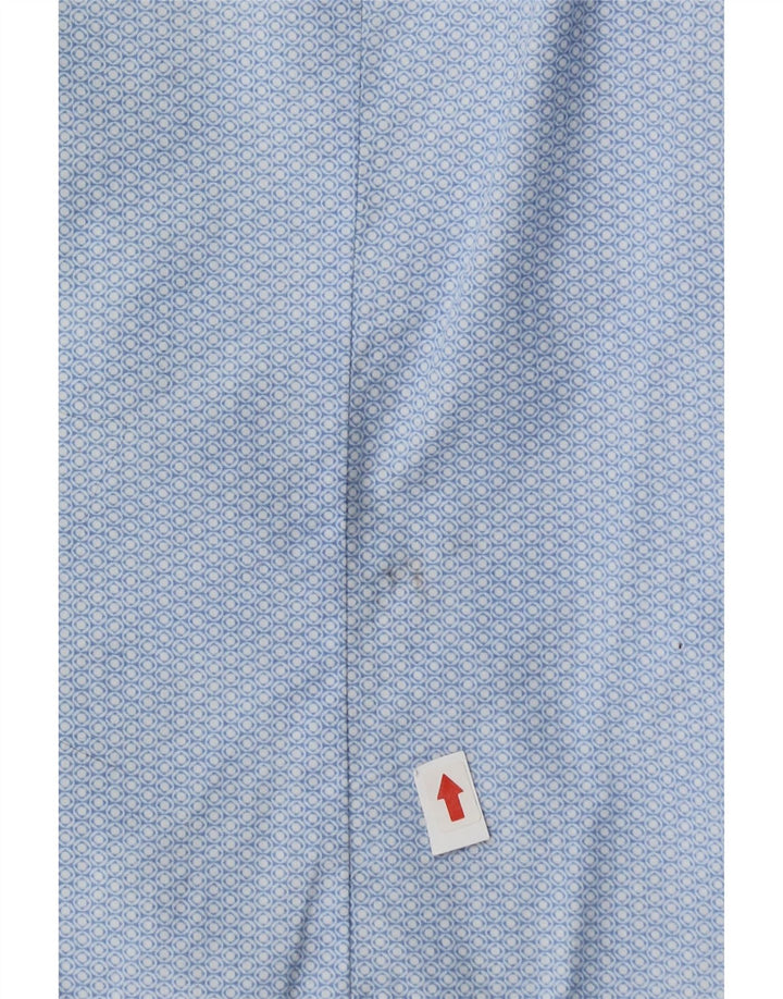 Massimo Dutti Herrenhemd Größe 38 15 Mittelblaue geometrische Baumwolle