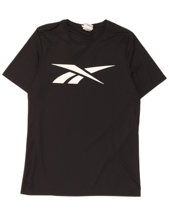 Reebok Herren Grafik-T-Shirt-Oberteil Mittelschwarzes Polyester