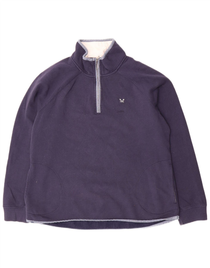 CREW CLOTHING Damen-Sweatshirt mit Reißverschluss am Hals, Gr. 14, Marineblau