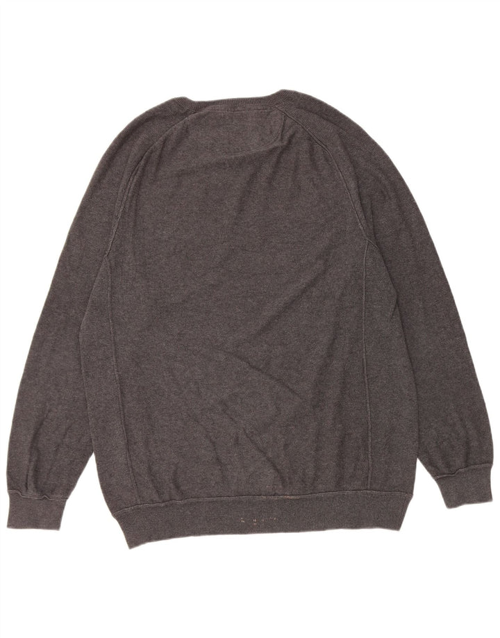 French Connection Herren-Pullover mit U-Boot-Ausschnitt aus mittelgrauer Baumwolle