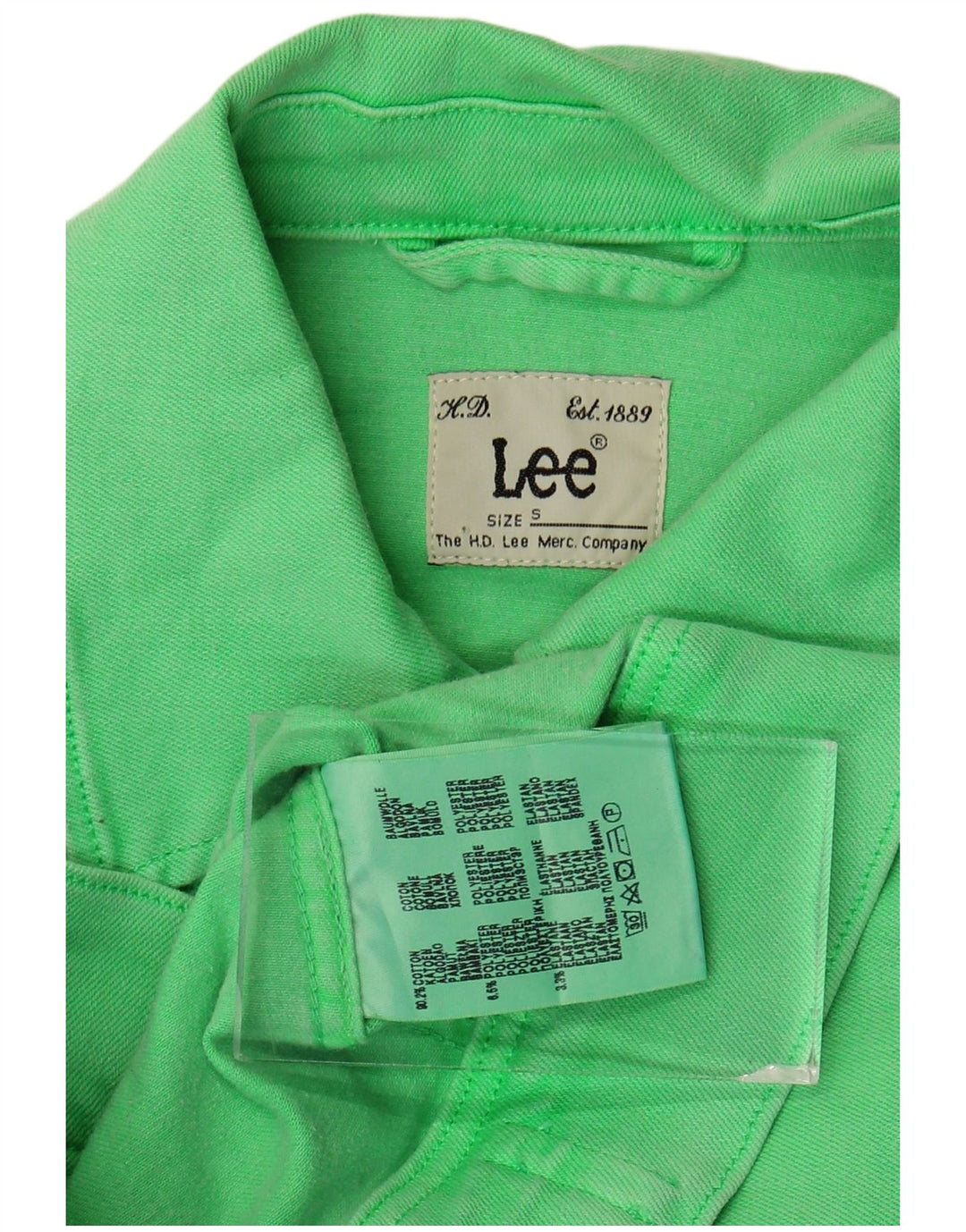 Lee Womens Crop Denim Gilet UK 10 Small Grüne Baumwolle