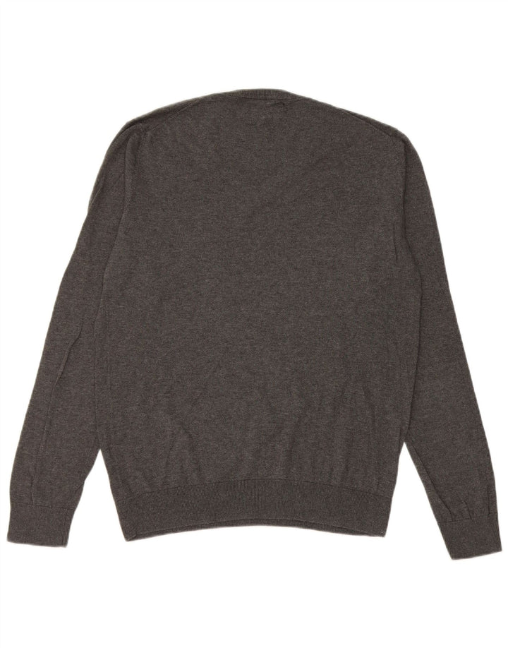 Zara Herren-Pullover mit V-Ausschnitt aus mittelgrauer Seide