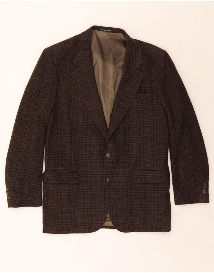 Woolrich Herren-Blazer mit 2 Knöpfen, UK 38, mittelbraune Wolle mit Hahnentrittmuster