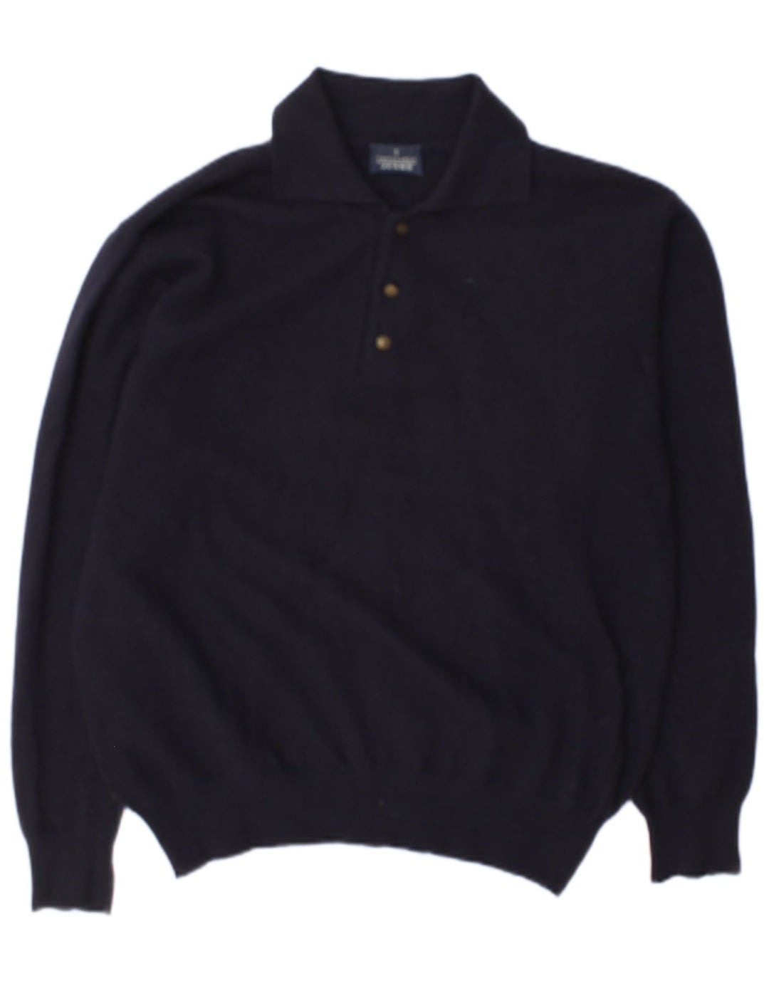 Trussardi Jeans Herren-Pullover mit Polokragen, mittelblaue Wolle aus Wolle