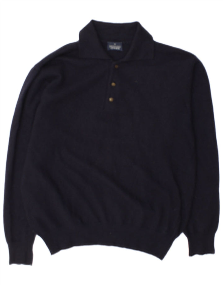 Trussardi Jeans Herren-Pullover mit Polokragen, mittelblaue Wolle aus Wolle