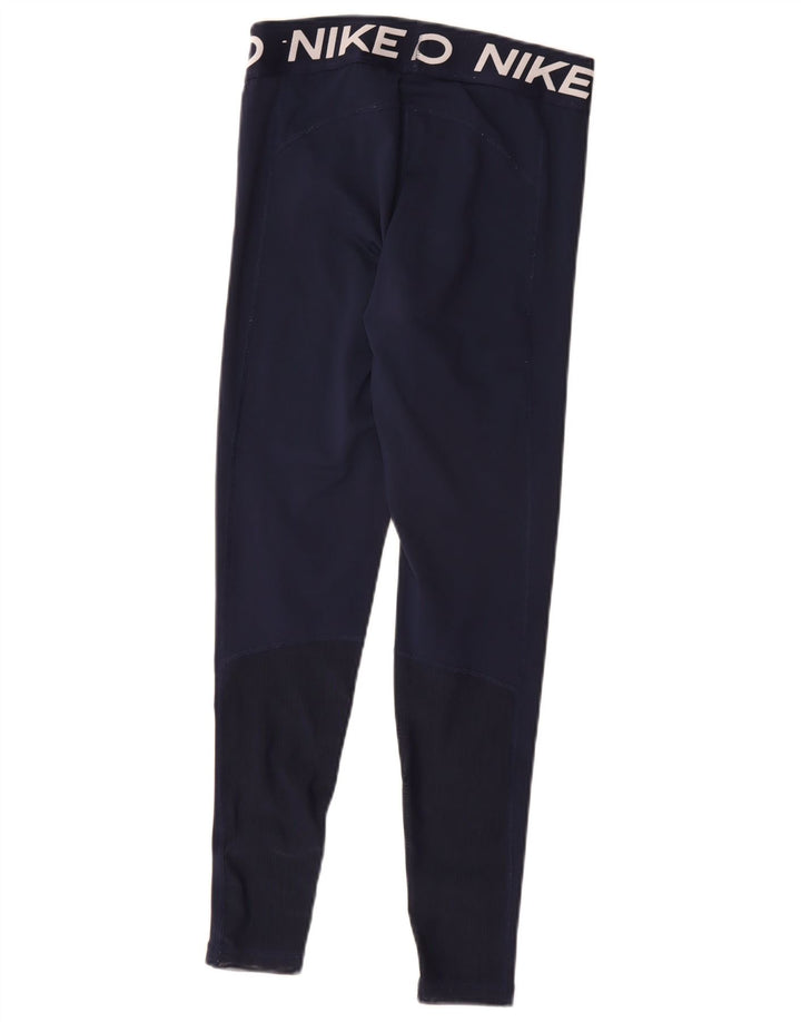 Nike Damen Dri Fit Graphic Leggings UK 12 Medium Marineblau Polyester