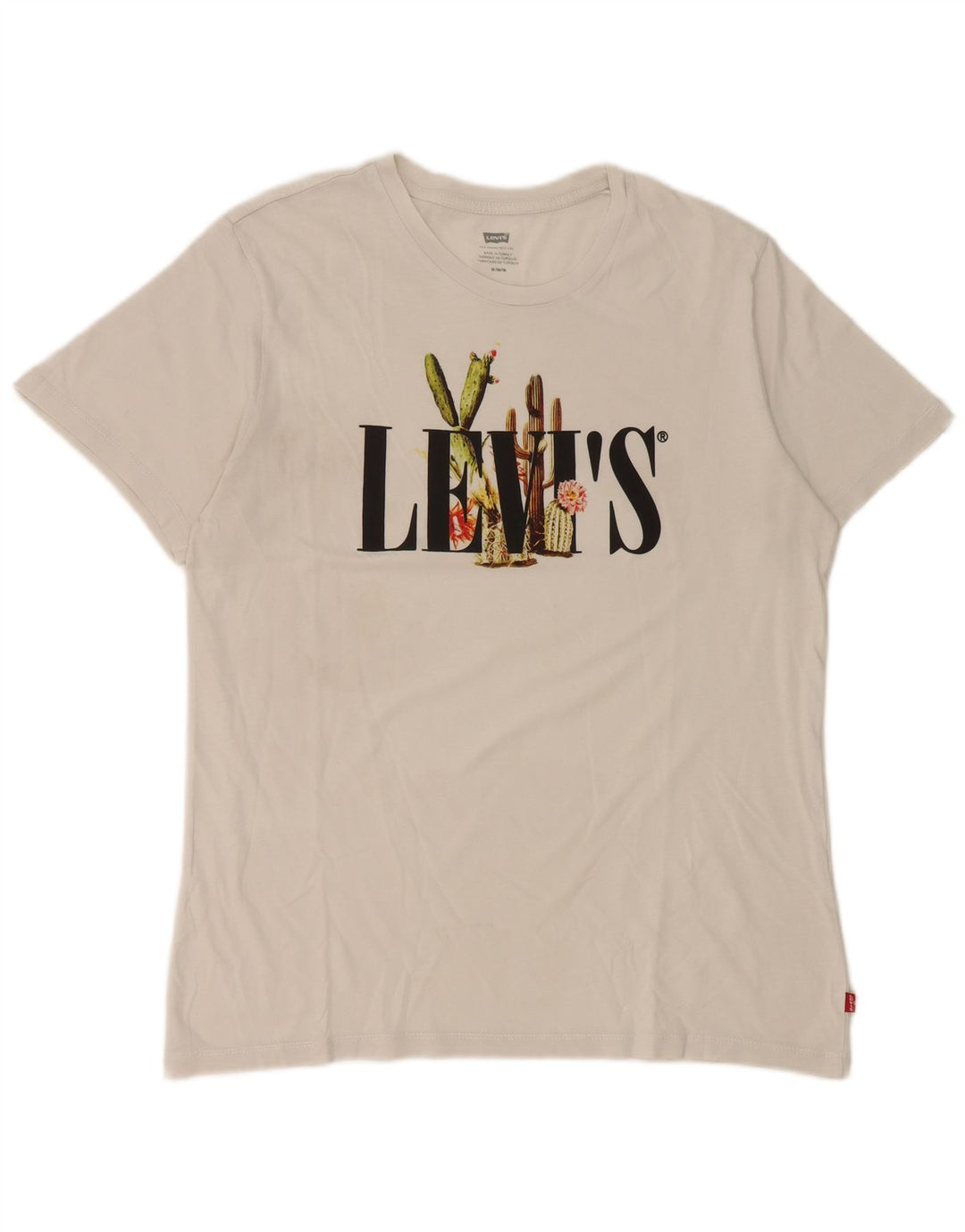 Levi's Damen Grafik-T-Shirt-Oberteil UK 14 Mittelweiß