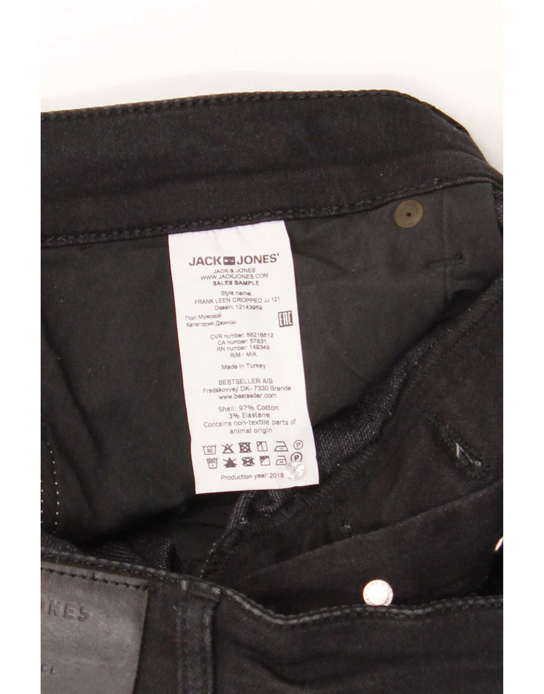 Jack & Jones Herren Straight Jeans W34 L27 Schwarze Baumwolle
