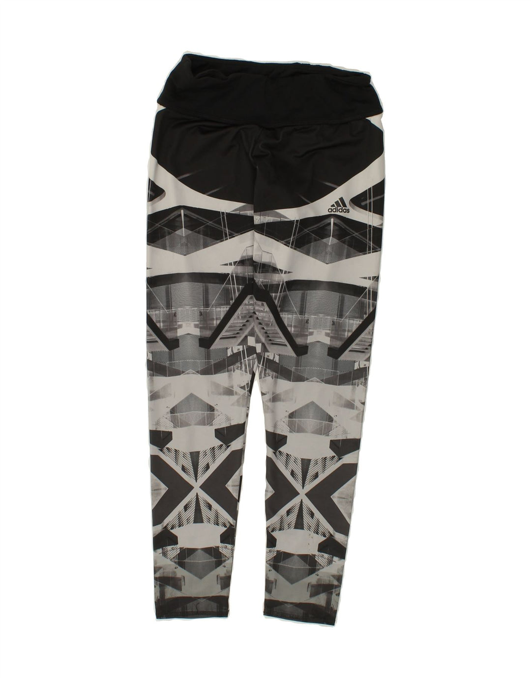 ADIDAS Womens Climalite Leggings UK 8/10 Small Grey Geometric Polyester Vintage Adidas and Second-Hand Adidas from Messina Hembry 