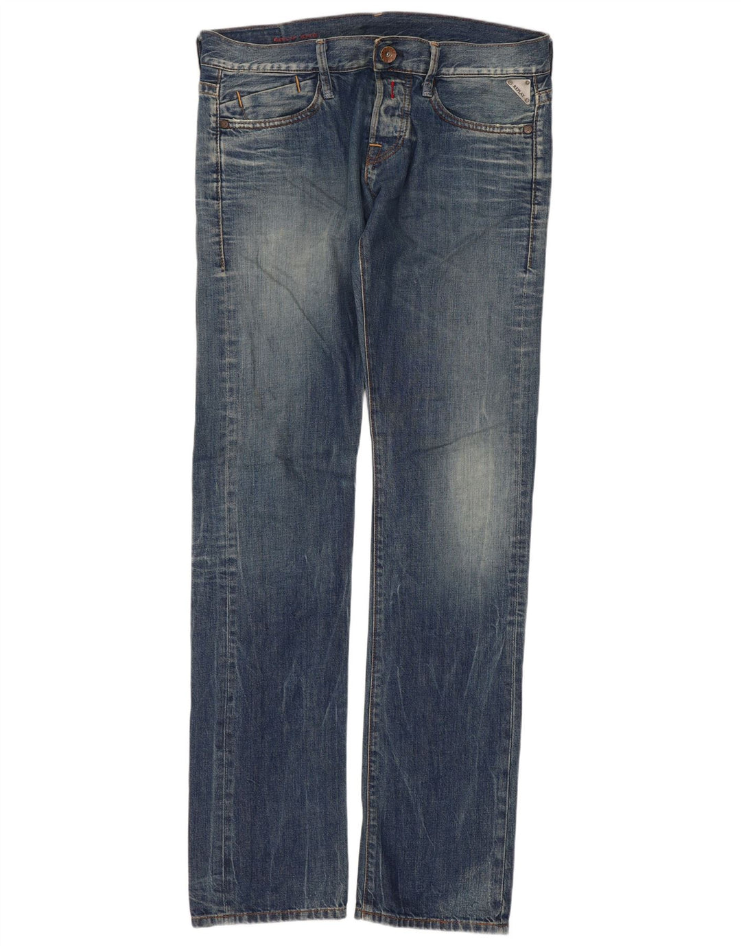 Replay Damen Straight Jeans W31 L34 Blaue Baumwolle