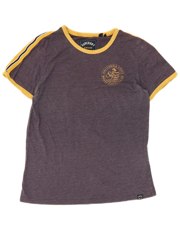 SUPERDRY Grafik-T-Shirt-Oberteil für Damen, UK 12, Mittelviolett, Baumwolle