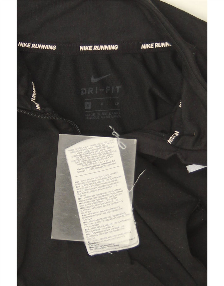Nike Womens Dri Fit Zip Neck Pullover Trainingsanzug Top UK 10 Small Schwarz