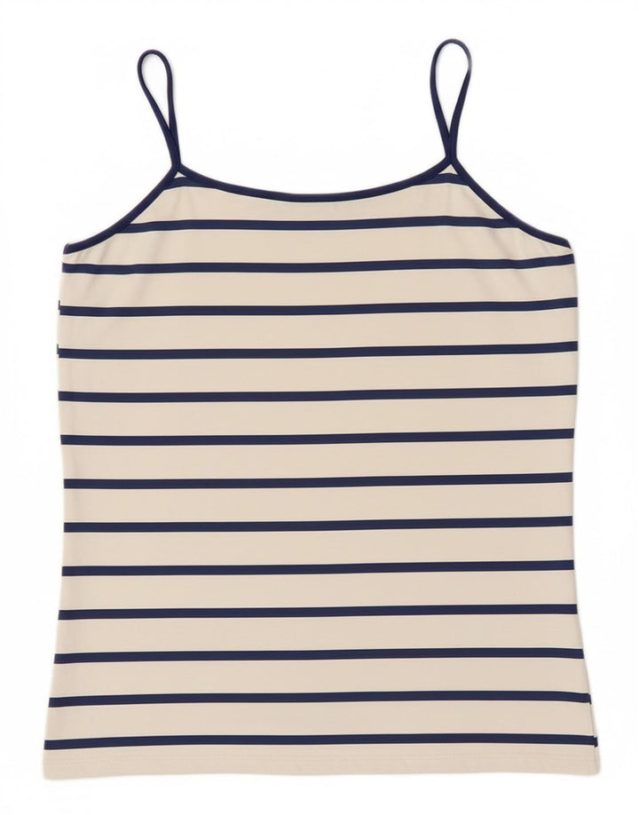 Zara Damen Cami Top UK 14 Large Weiß gestreift