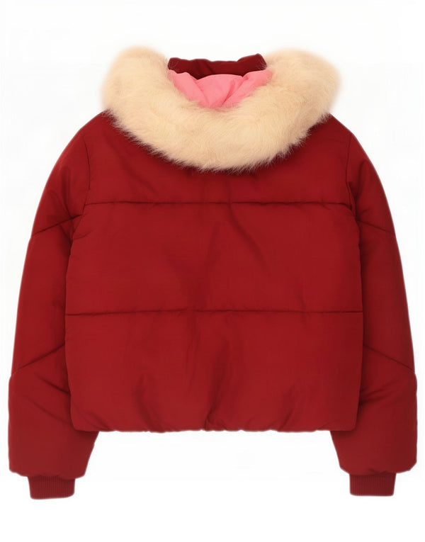 Topshop Damen-Kapuzen-Übergröße, gepolsterte Jacke, UK 6, XS, Rot, Polyester