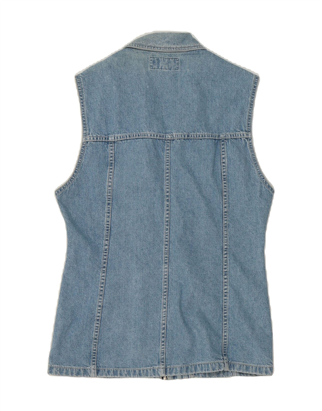 VINTAGE Womens Denim Gilet UK 12 Medium Blue Cotton Vintage Vintage and Second-Hand Vintage from Messina Hembry 
