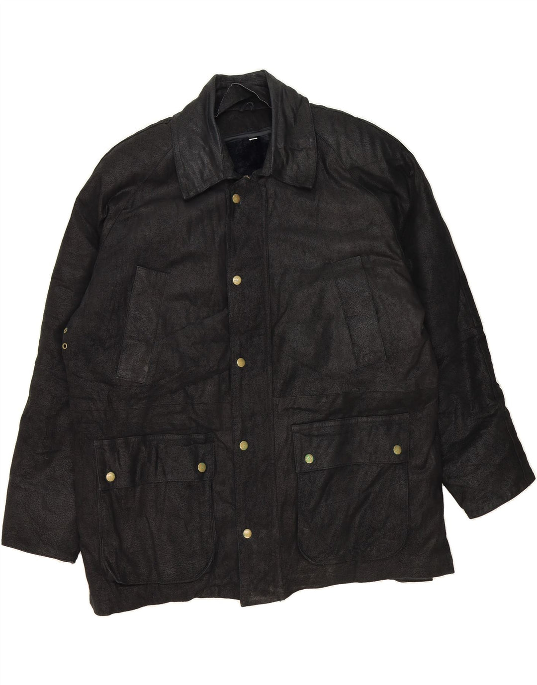 VINTAGE Mens Leather Jacket IT 54 2XL Black Leather Vintage Vintage and Second-Hand Vintage from Messina Hembry 