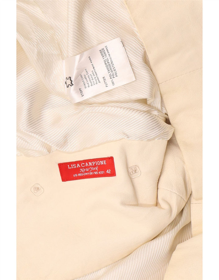 Vintage Damen Crop Zweireiher Jacke EU 42 Large Off White