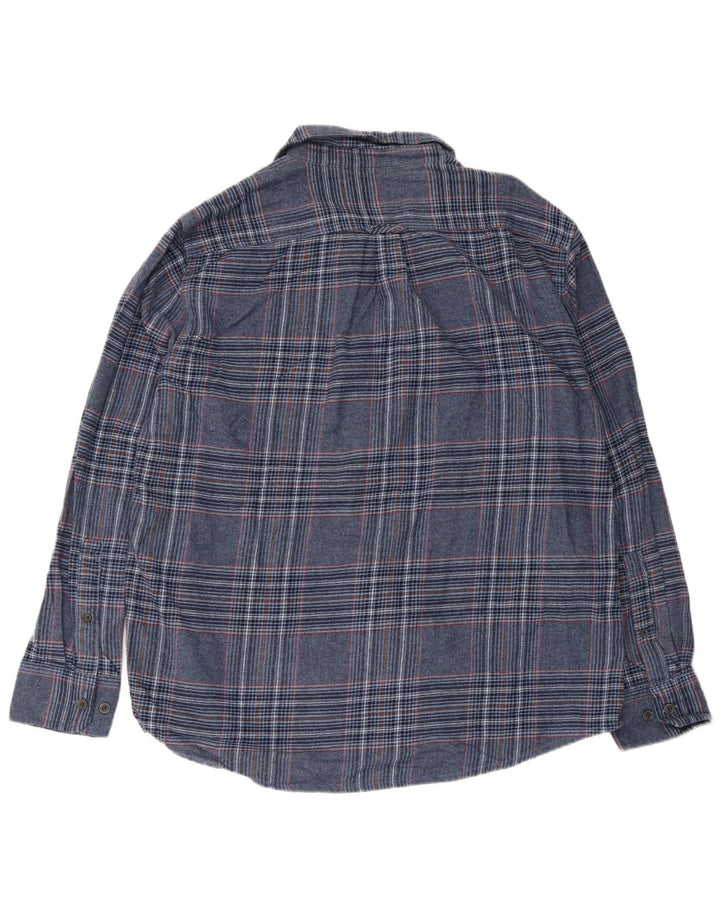 Eddie Bauer Herren-Flanellhemd XL, blau kariert, Baumwolle