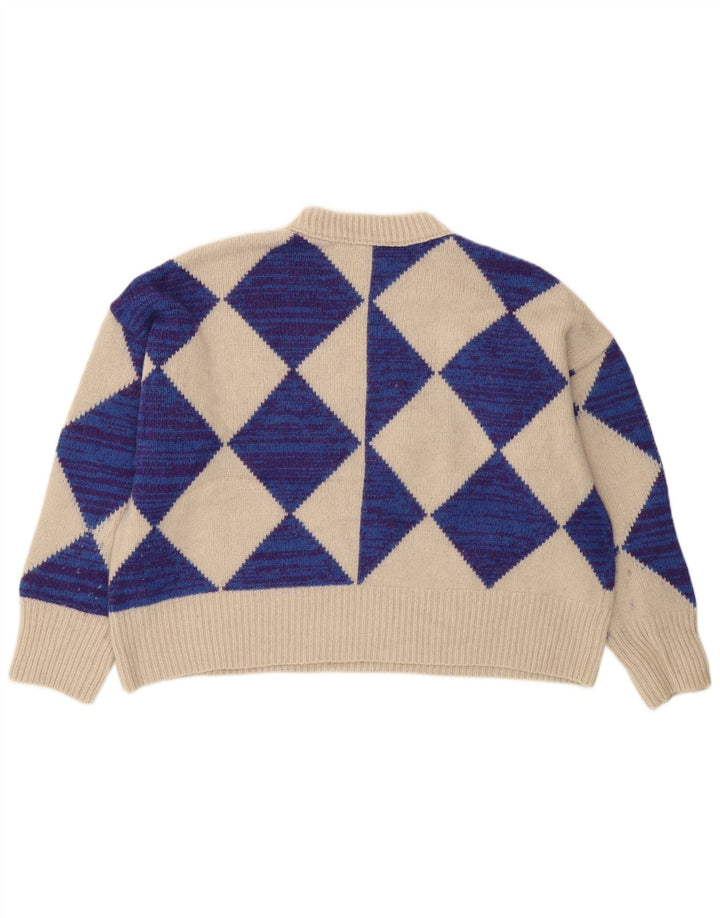 Whistle Womens Crop Crew Neck Pullover Pullover UK 10 Small Beige Wolle