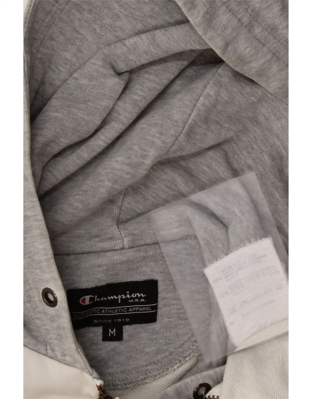 CHAMPION Damen-Kapuzenpullover mit Reißverschluss, UK 14, Mittelweiß, Colourblock-Baumwolle