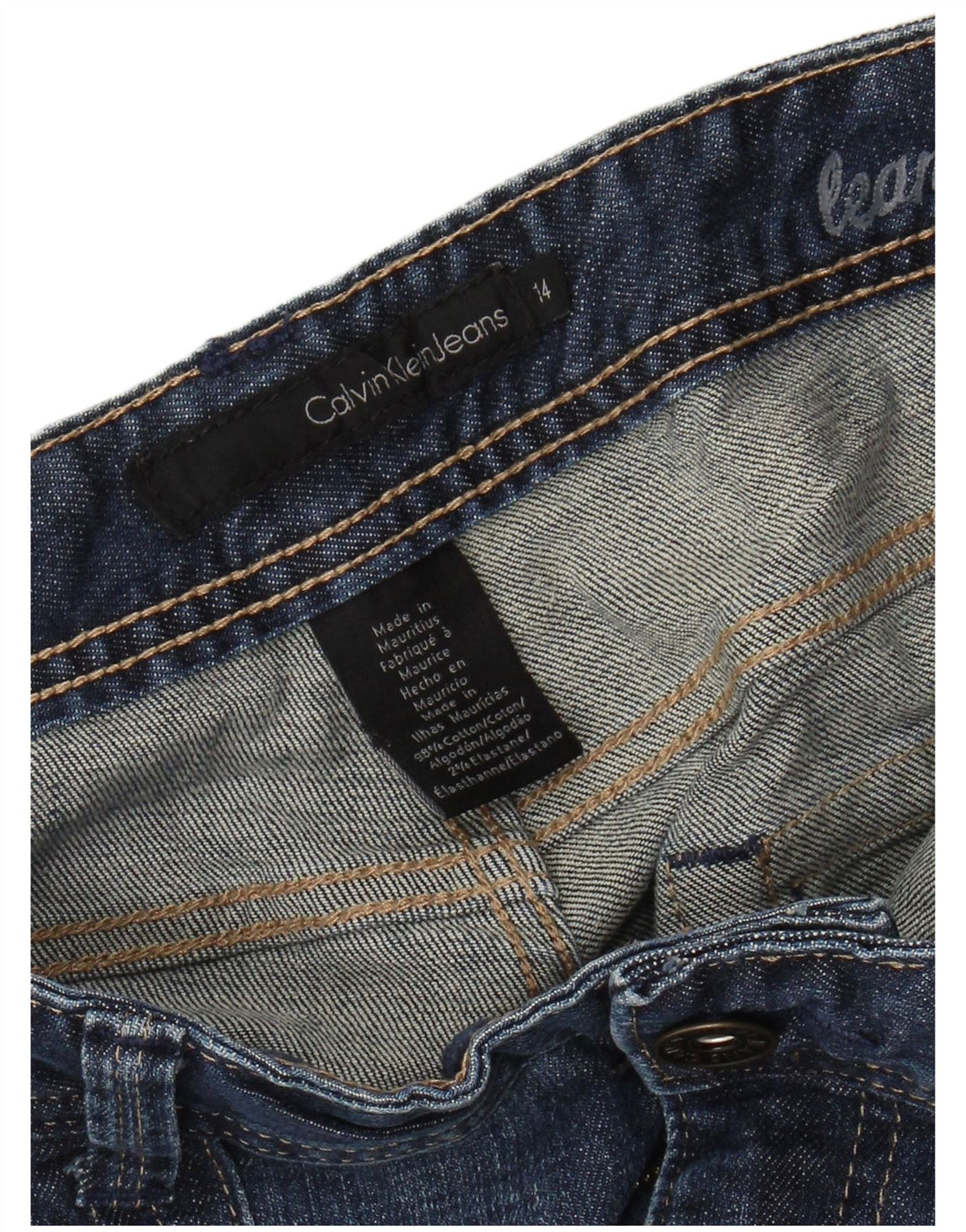 CALVIN KLEIN Damen Bootcut Jeans US 14 XL W34 L31 Blaue Baumwolle