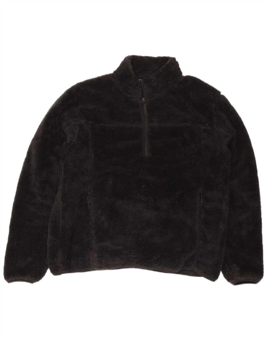 Mountain Warehouse Herren-Fleecepullover mit Reißverschluss am Hals, XL, schwarzes Polyester