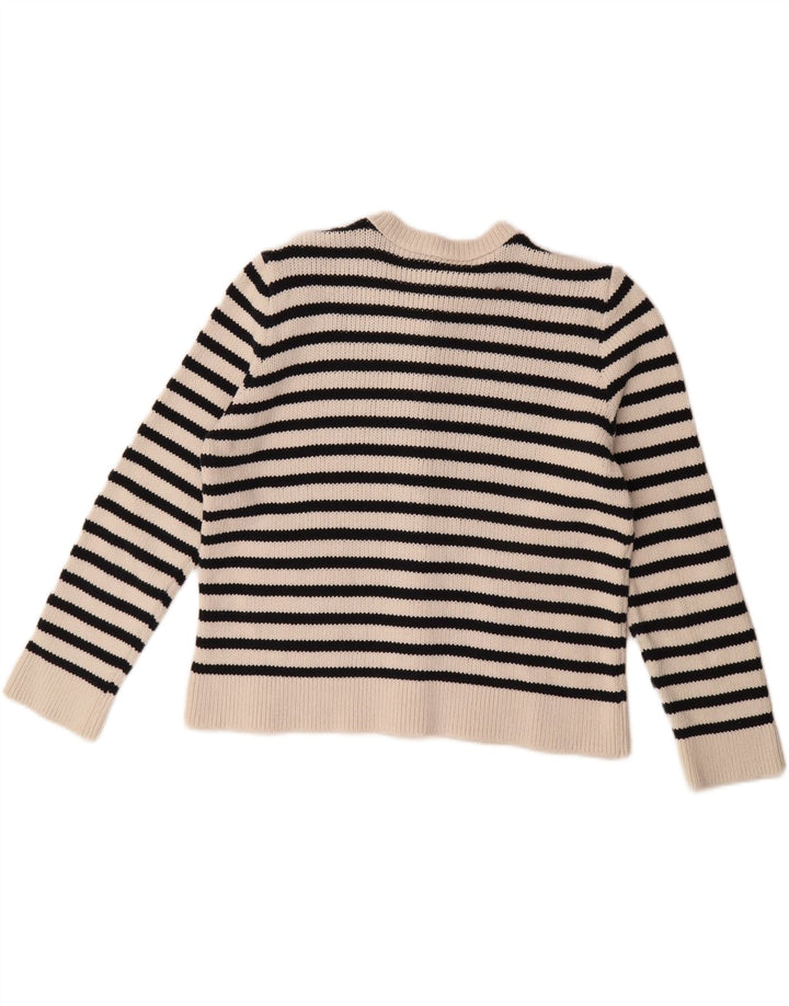 ZARA Damen-Strickjacke in Übergröße, Gr. 14, mittelweiß gestreift