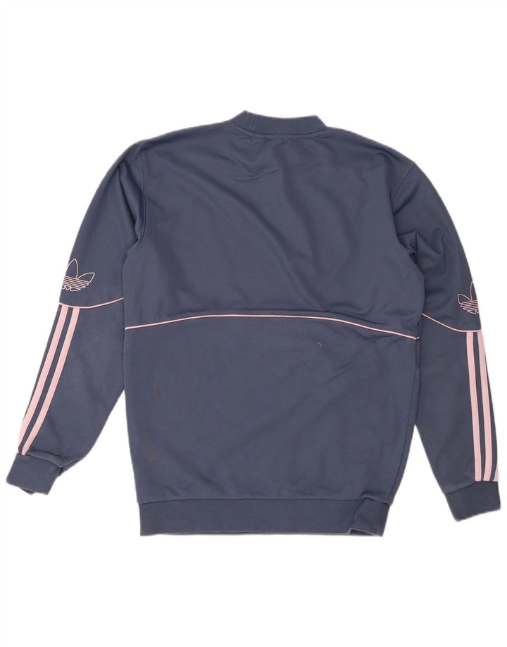 ADIDAS Womens Oversized Graphic Sweatshirt Jumper UK 10 Small Blue Cotton