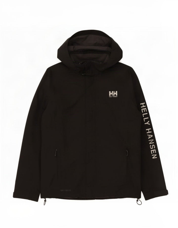 Helly Hansen Herren-Regenjacke mit grafischer Kapuze, UK 40, Größe L, Schwarz, Polyester