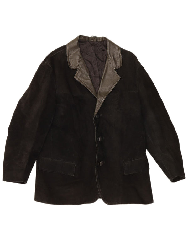 Vintage Mens 3 Button Suede Blazer Jacket UK 38 Medium Black
