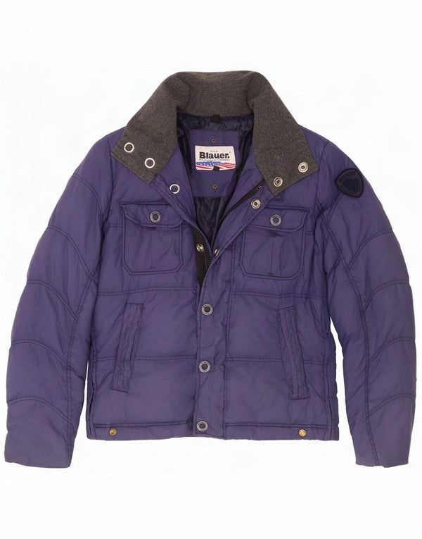 Blauer Herren Wattierte Jacke UK 38 Medium Marineblau Polyamid