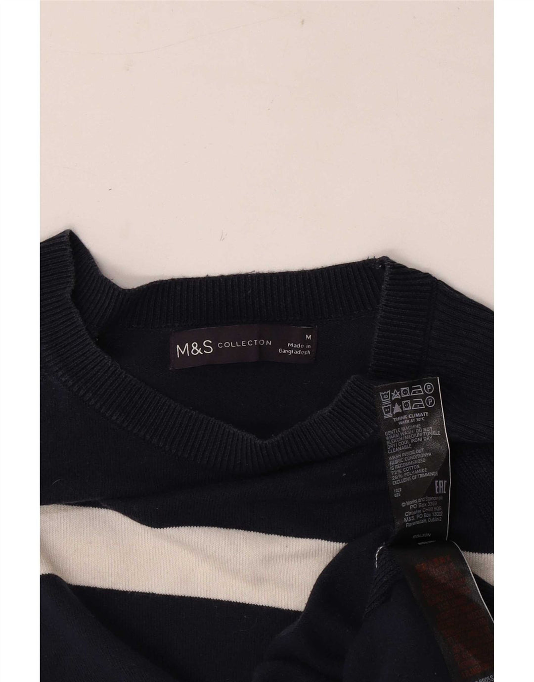 Marks & Spencer Damen-Pullover mit U-Boot-Ausschnitt, Gr. 12, mittelschwarz gestreift