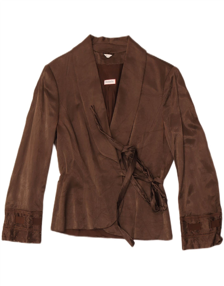 Max & Co. Damen Wickelblazer Jacke UK 14 Große braune Baumwolle