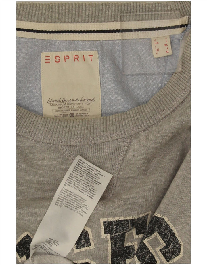 Esprit Herren-Sweatshirt mit Grafik, groß, grau gefleckte Baumwolle