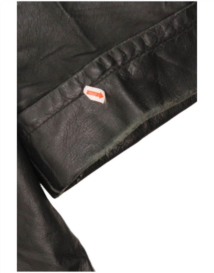 VINTAGE Damen Ledermantel IT 48 XL Schwarz